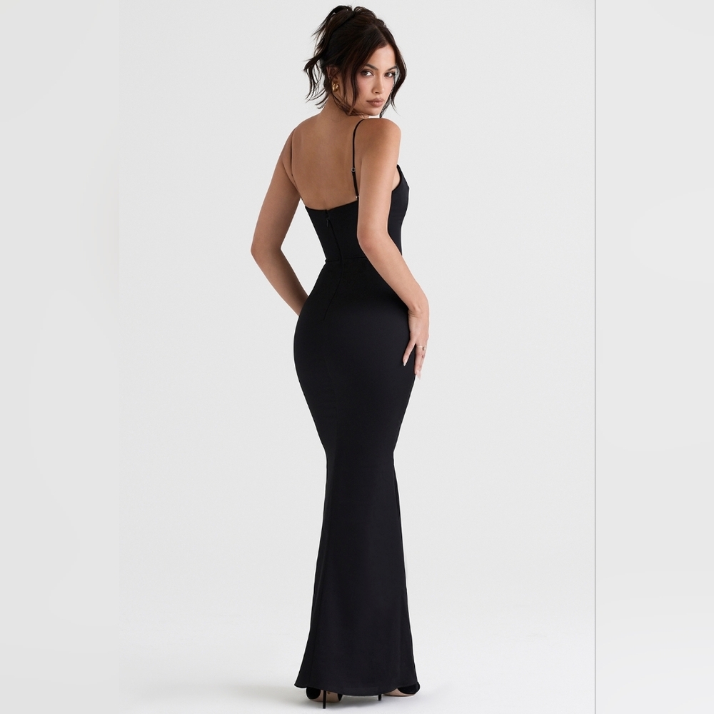 House Of CB Olivette black satin corset maxi dress XL - Picture 4 of 9